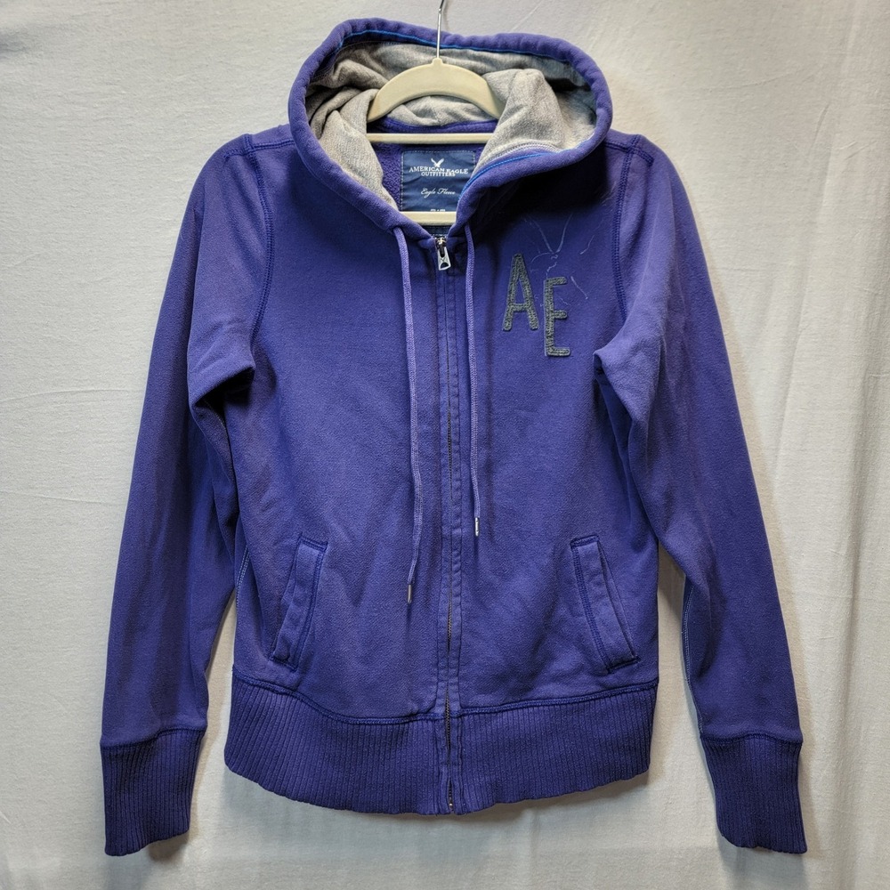 Y2k American Eagle Full Zip Hoodie Jacket AE Women's Size M‎ long sleeve purple